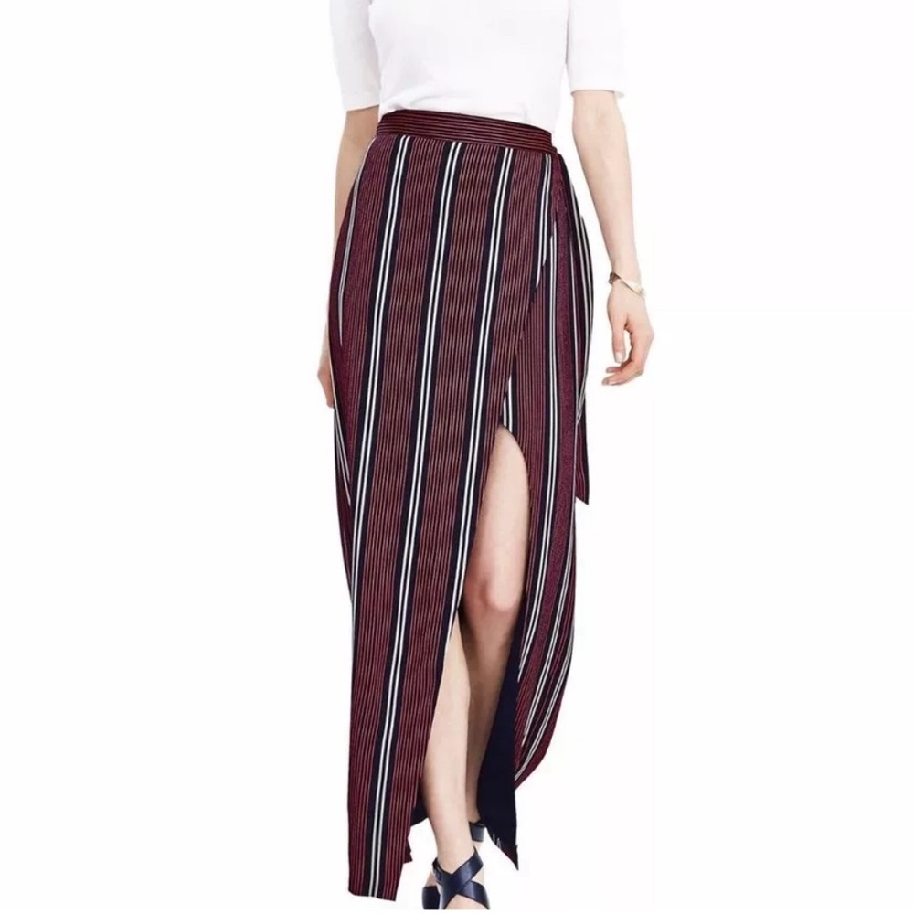 Banana Republic Stripe Side-Slit Wrap Skirt SIZE 10